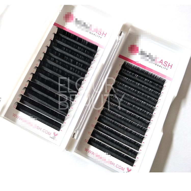 Premium soft cashmere ellipse flat lash extension double tips wholesale  EL81